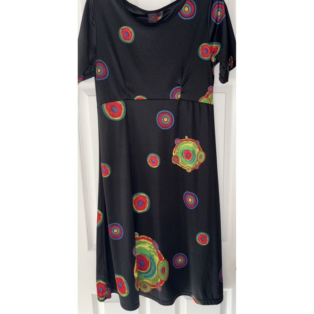 Aller Simplement Short Sleeve Black Dress Abstract Print Womens L/XL Scoop‎ Neck